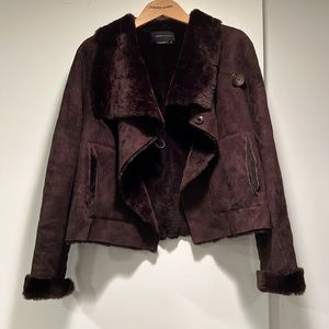 Rare vintage BCBG Maxazria faux suede and faux fur short jacket.